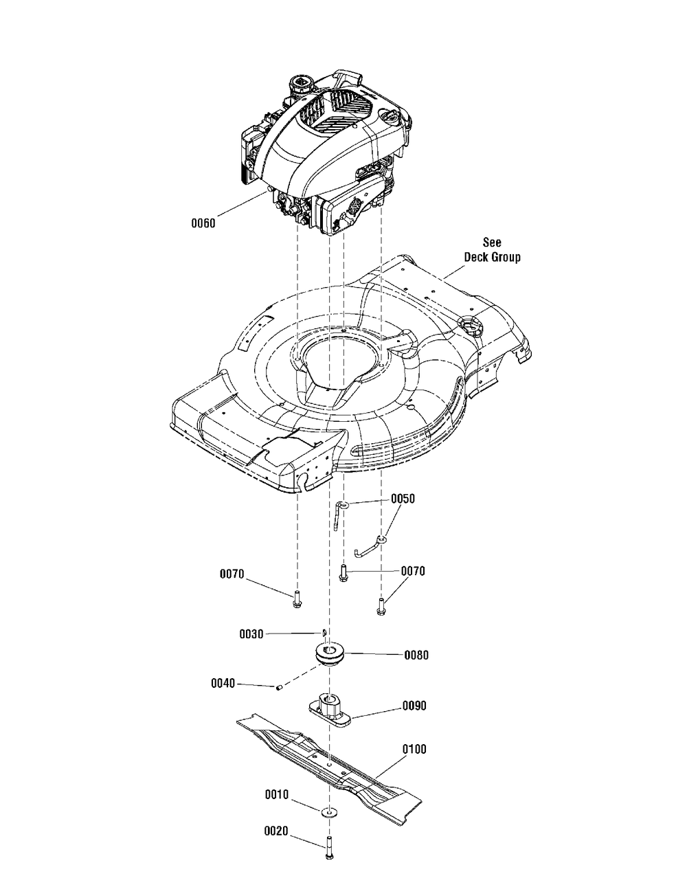 Engine And Blade Group (7502718) Diagram and Parts List for 7800858-JM26 2012 Briggs and Stratton Lawn Mower